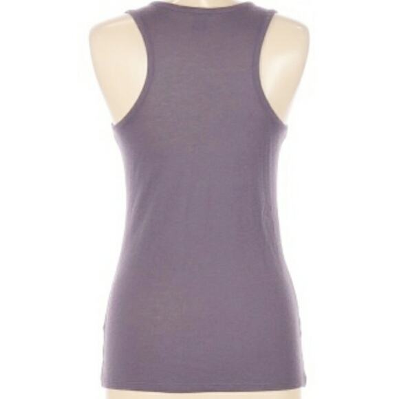 Club Monaco 100% Silk Ruffle Trim Knit Sleeveless Top Dark Lavender Size Medium - Picture 3 of 10